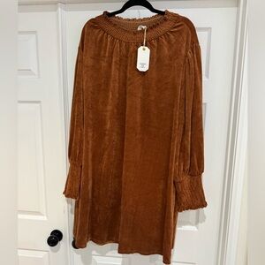 🔴Velvet rust orange dress size 2x NWT